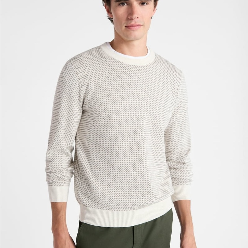 NWT FA Viscose Blend Men's Cozy Yarn Nordic Stitch Sweater XL Oatmeal colour